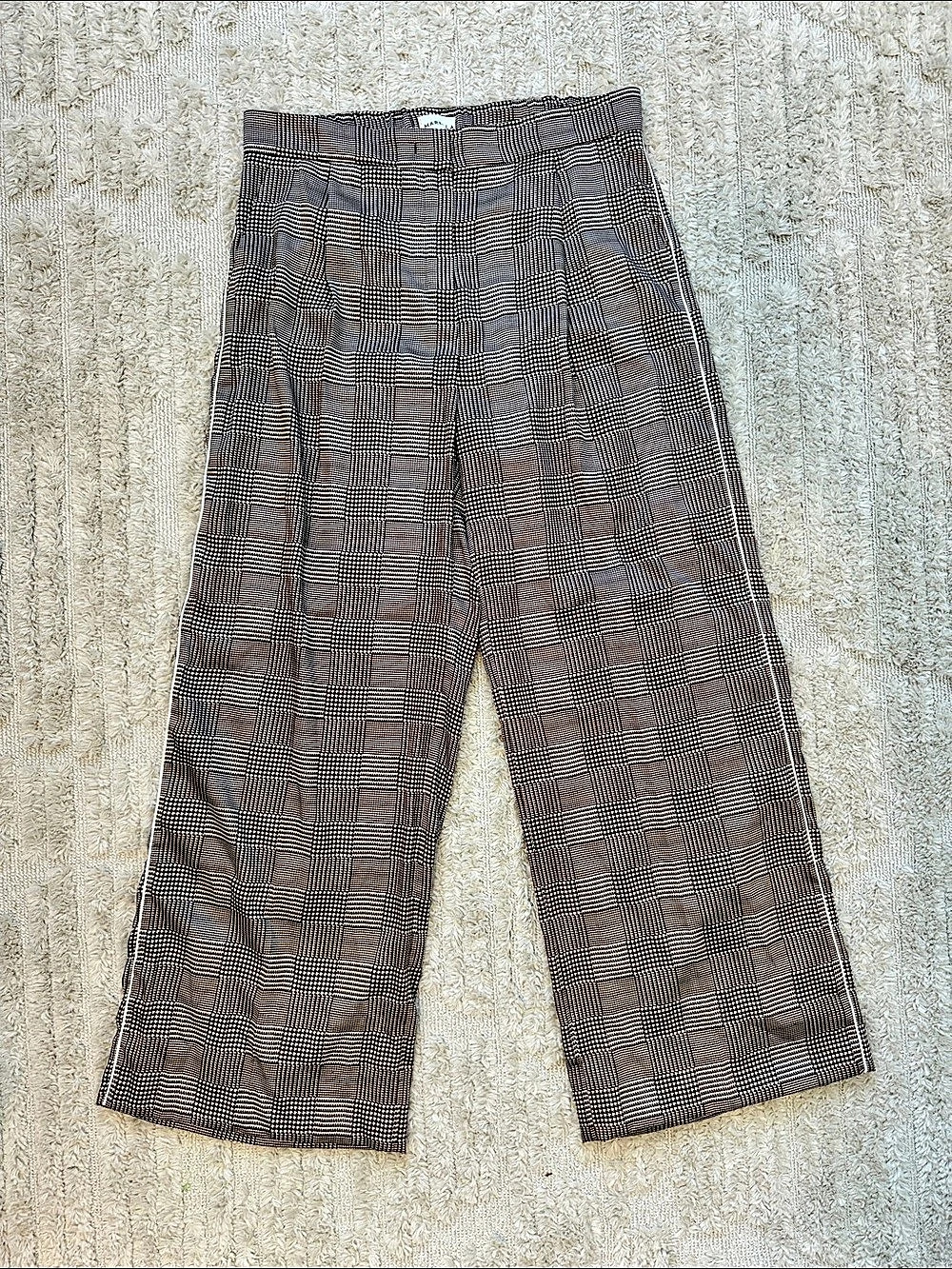 Marella Wide Leg Plaid Pants in Brown & Black Size 6 Like New